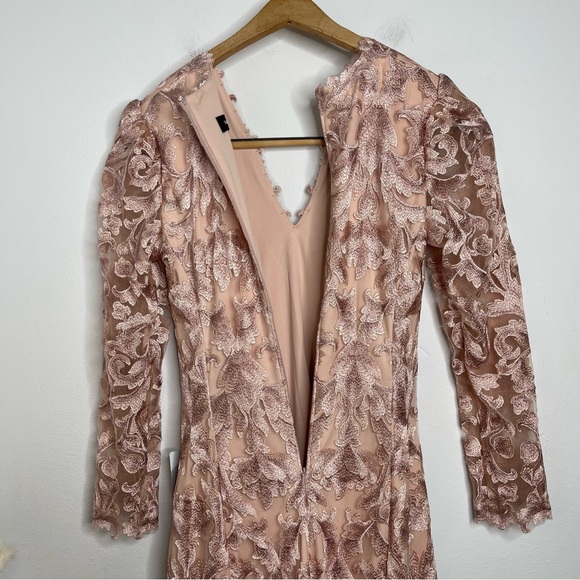 TADASHI SHOJI EVOTA LACE HANDKERCHIEF HEM COCKTAIL DRESS ANTIQUE PINK Size 4 NWT - Picture 15 of 17